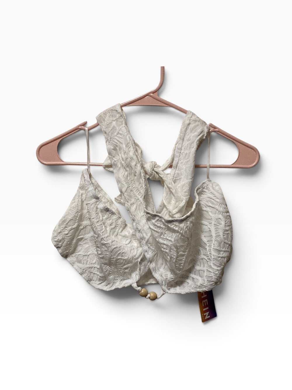 SHEIN Wrap Beaded Women's Cream Lace Bralette